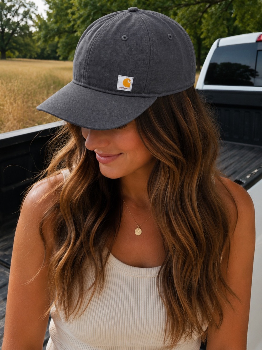 Carhartt Dark Gray Snapback Cap with Gold Logo